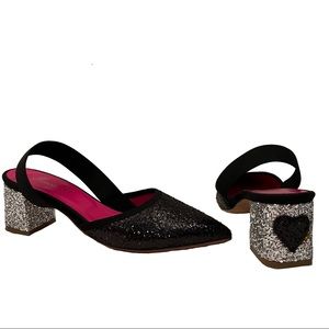 FERCA 81 Black and silver glitter sling backs